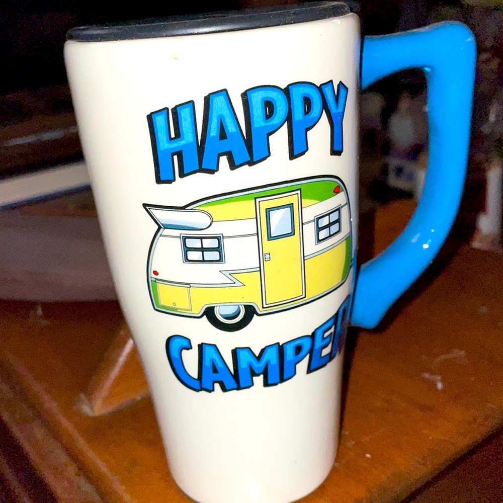 HAPPY CAMPER | HAPPY CAMPER WHITE & BLUE COFFEE MUG